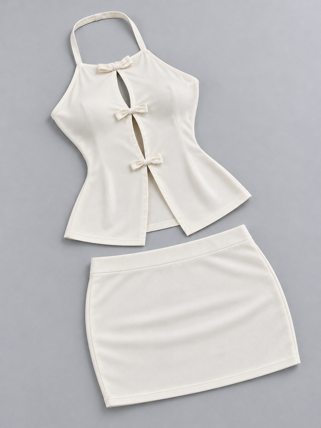 White Halter Mini Set – Sexy Two-Piece Bodycon Outfit