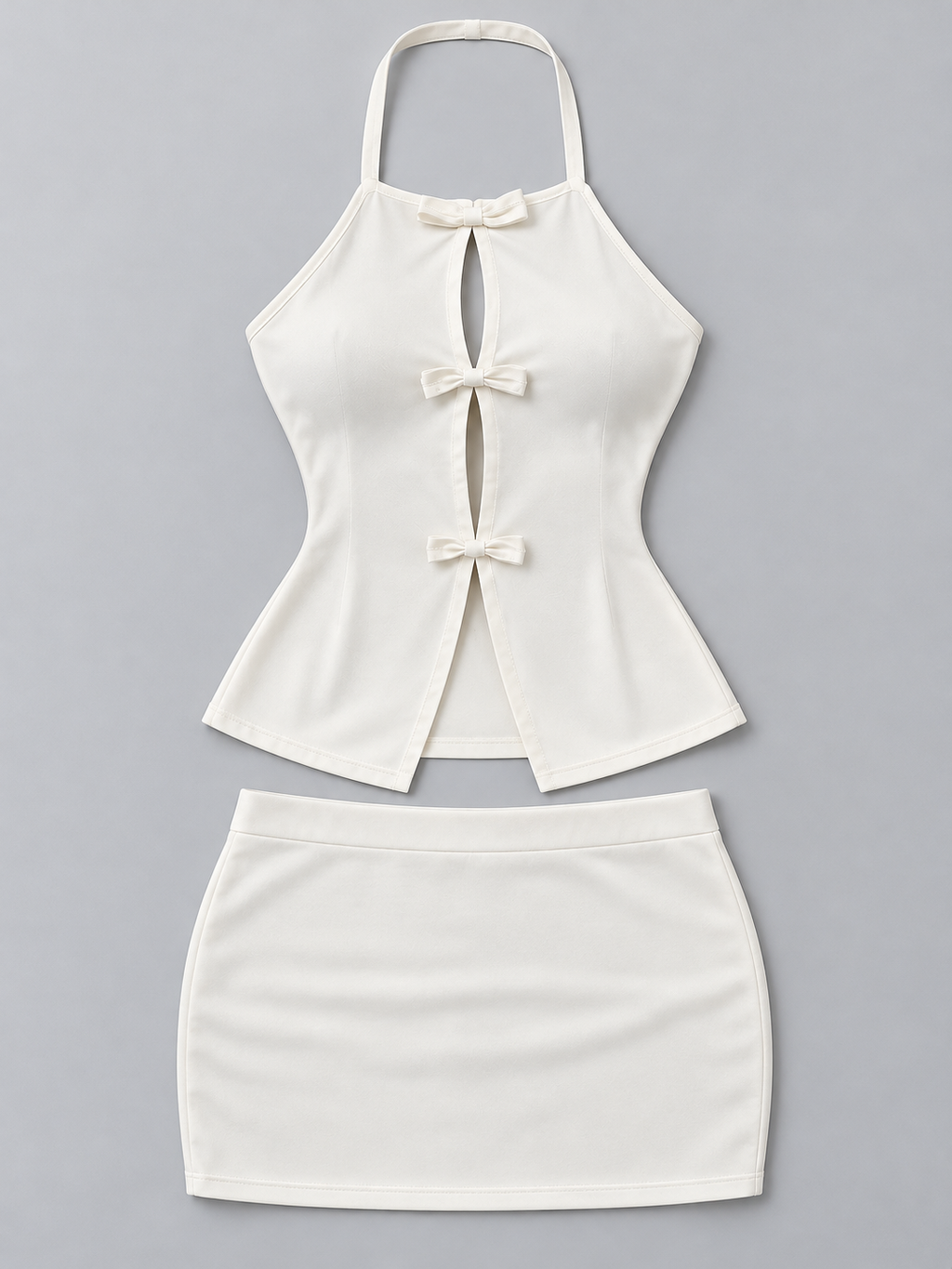 White Halter Mini Set – Sexy Two-Piece Bodycon Outfit