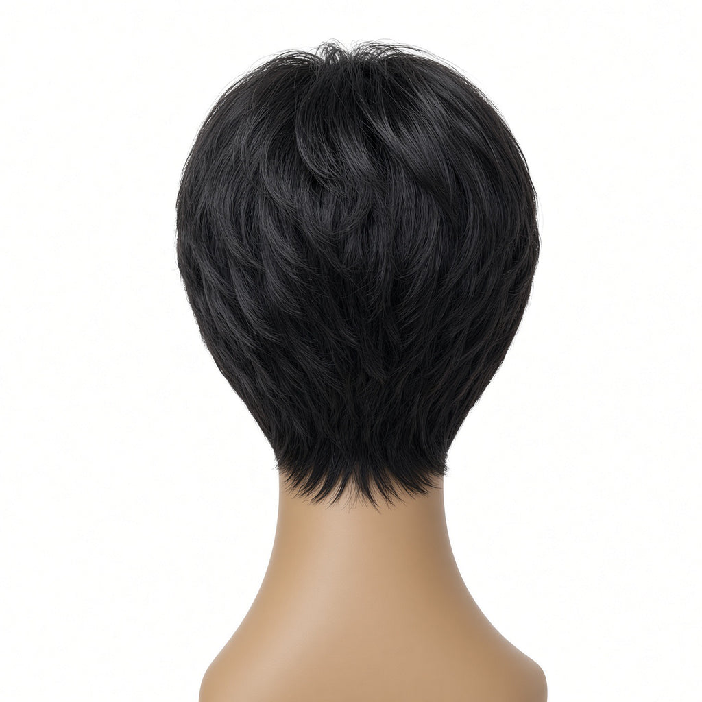 Jet Black Pixie Cut Wig – Soft, Layered & Effortless